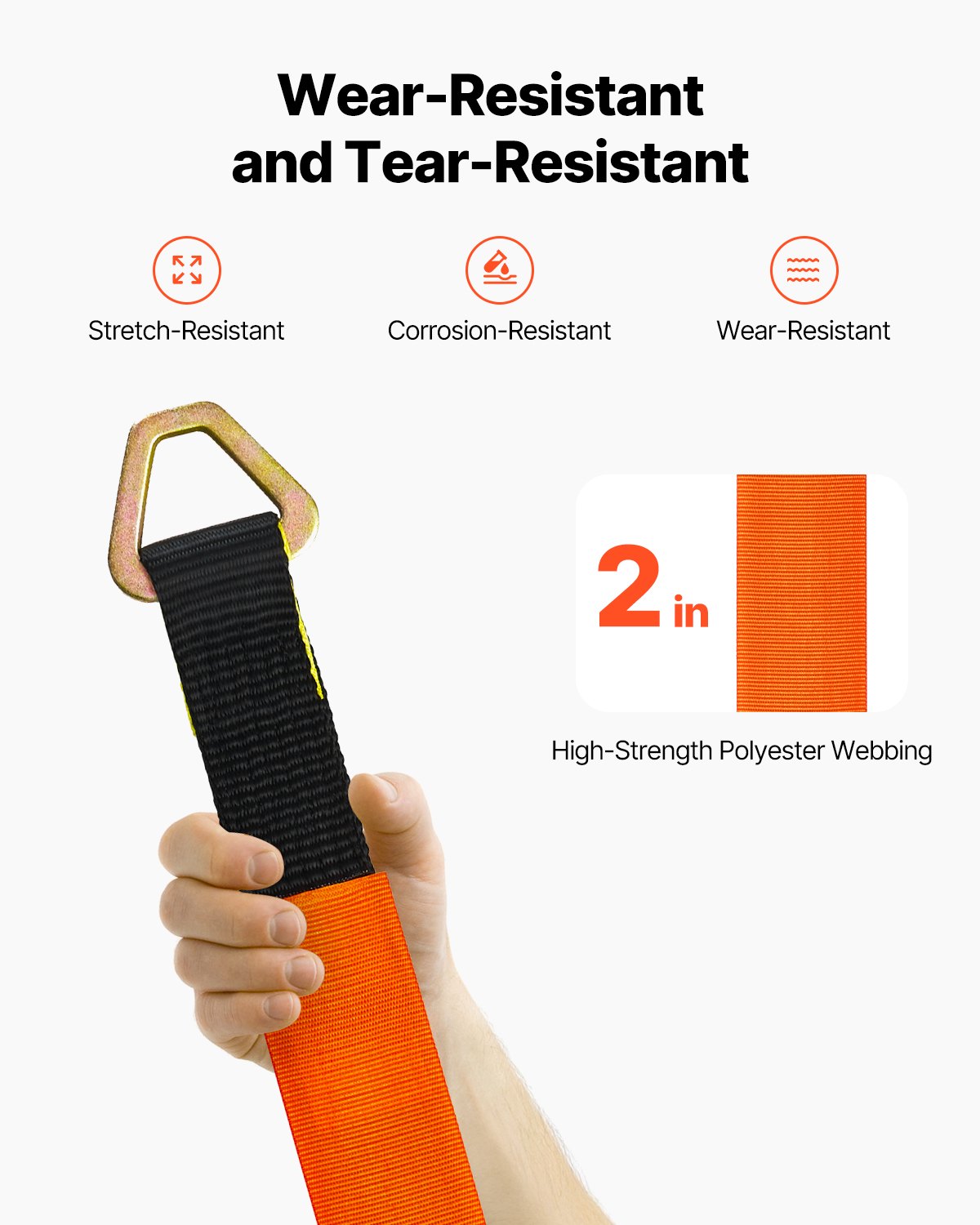 VEVOR Axle Straps, 5.08 cm x 97.536 cm Heavy Duty Axle Tie Down Straps, 5443.1 kg Break Strength Axle Tie Down Straps with D Rings, 4 Pack Heavy Duty Axle Straps, for Car, Trailer, Towing & Hauling