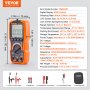 VEVOR Digital Multimeter, 6000 räkningar, Multimeter Tester DC AC Voltmeter NCV, Ohm Volt Amp Tester, för Spänning Strömresistans Kapacitans Kontinuitet Diod Temperatur Duty Ratio Frequency TRMS