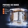 Máquina de hielo VEVOR para encimera, 9 cubos listos en 7 minutos, 26 libras en 24 horas, máquina de hielo portátil autolimpiante con pala de hielo y cesta, máquina de hielo de acero inoxidable con hielo de bala de 2 tamaños para barra de cocina casera