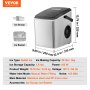 VEVOR Countertop Ice Maker, 9 Cubes Ready in 7 Mins, 26lbs in 24Hrs, Self-Cleaning Portable Ice Maker with Ice Scoop and Basket, Stainless Steel Ice Machine with 2 Size Bullet Ice for Home Kitchen Bar