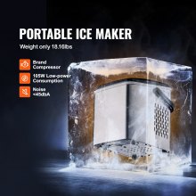 VEVOR Máquina de hielo para encimera, 9 cubos listos en 7 minutos, 26 libras en 24 horas, máquina de hielo portátil autolimpiante con cuchara y cesta, máquina de hielo de acero inoxidable con hielo tipo bala de 2 tamaños para barra de cocina casera
