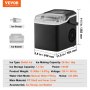 VEVOR Countertop Ice Maker, 9 Cubes Ready in 7 Mins, 26lbs in 24Hrs, Self-Cleaning Portable Ice Maker with Ice Scoop and Basket, Ice Machine with 2 Sizes Bullet Ice for Home Kitchen Office Bar Party