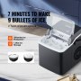 VEVOR hordozható asztali jégkészítő 26 font/24 órás öntisztító kanál kosárral