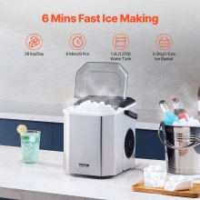 Portable Countertop Ice Maker 26Lbs/24H Self-Cleaning with Scoop Basket Home Bar