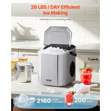 Portable Countertop Ice Maker 26Lbs/24H Self-Cleaning with Scoop Basket Home Bar