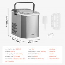 VEVOR Portable Countertop Ice Maker 26Lbs/24H Self-Cleaning with Scoop Basket