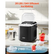 Portable Countertop Ice Maker 26Lbs/24H Self-Cleaning with Scoop Basket Home Bar