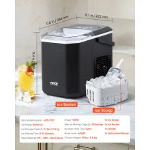Portable Countertop Ice Maker 26Lbs/24H Self-Cleaning with Scoop Basket Home Bar