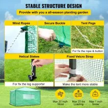 VEVOR 12\'x 8\'x 8\' Pop-Up Greenhouse, Set Up in Minutes, Portable Greenhouse with Doors & Windows. High Strength PE Cover & Powder-Coated Steel Construction