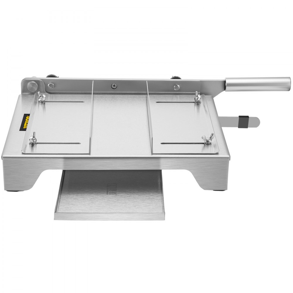VEVOR Meat Bone Cutter Manual Frozen Meat Slicer Stainless Steel Meat Cutter Machine Bone Cutter with 13.5 inch Blade Ribs Chopper with Blade Sharpener & G-Shaped Clamp for Ribs Lamb Chops Spine, etc.