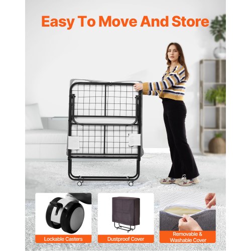 CAIYUN Lit pliant avec matelas et housse de rangement, lit d'invité CAIYUN Lit pliant avec matelas et housse de rangement, lit d'invité