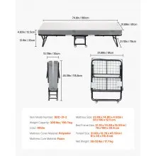 VEVOR Rollaway Bed Folding Bed with 5 inches Foam Mattress for Adults & Guest