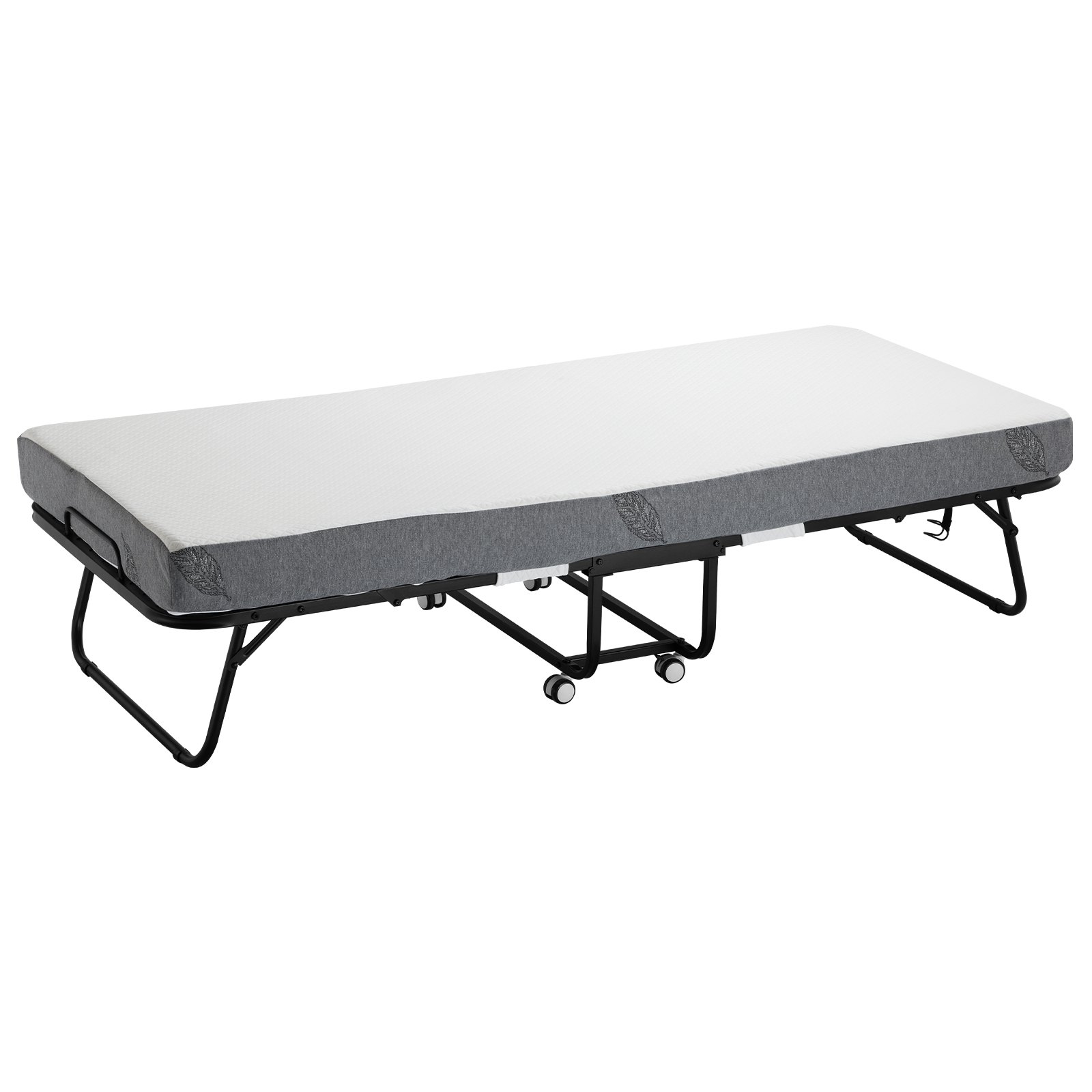 VEVOR Rollaway Bed, 79 cm x 190 cm Folding Bed with 12.5 cm Mattress, Twin Size Foldable Bed with Sturdy Metal Frame & Memory Foam Mattress, Portable Roll Away Bed with Mattress, for Adults, Guest