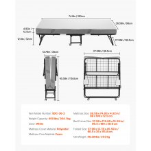 VEVOR Rollaway Bed Folding Bed with 5 in Foam Mattress for Adults and Guest