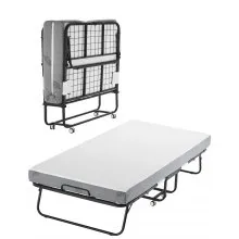 VEVOR Rollaway Bed, 38 in x 75 in Folding Bed with 5 in Mattress, Twin Size Foldable Bed with Sturdy Metal Frame & Memory Foam Mattress, Portable Twin Roll Away Bed with Mattress, for Adults, Guest