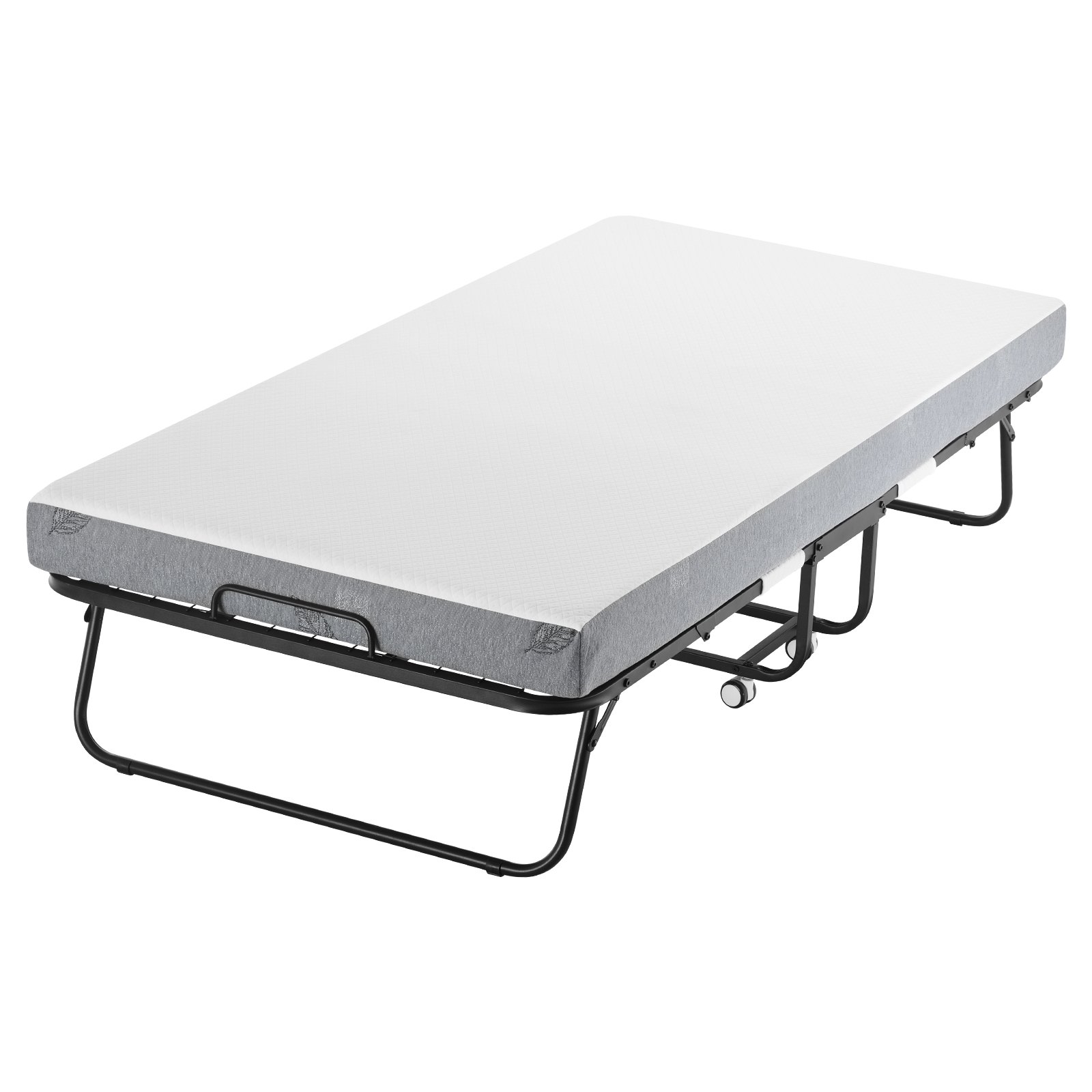 VEVOR Rollaway Bed, 38 in x 75 in Folding Bed with 5 in Mattress, Twin Size Foldable Bed with Sturdy Metal Frame & Memory Foam Mattress, Portable Twin Roll Away Bed with Mattress, for Adults, Guest