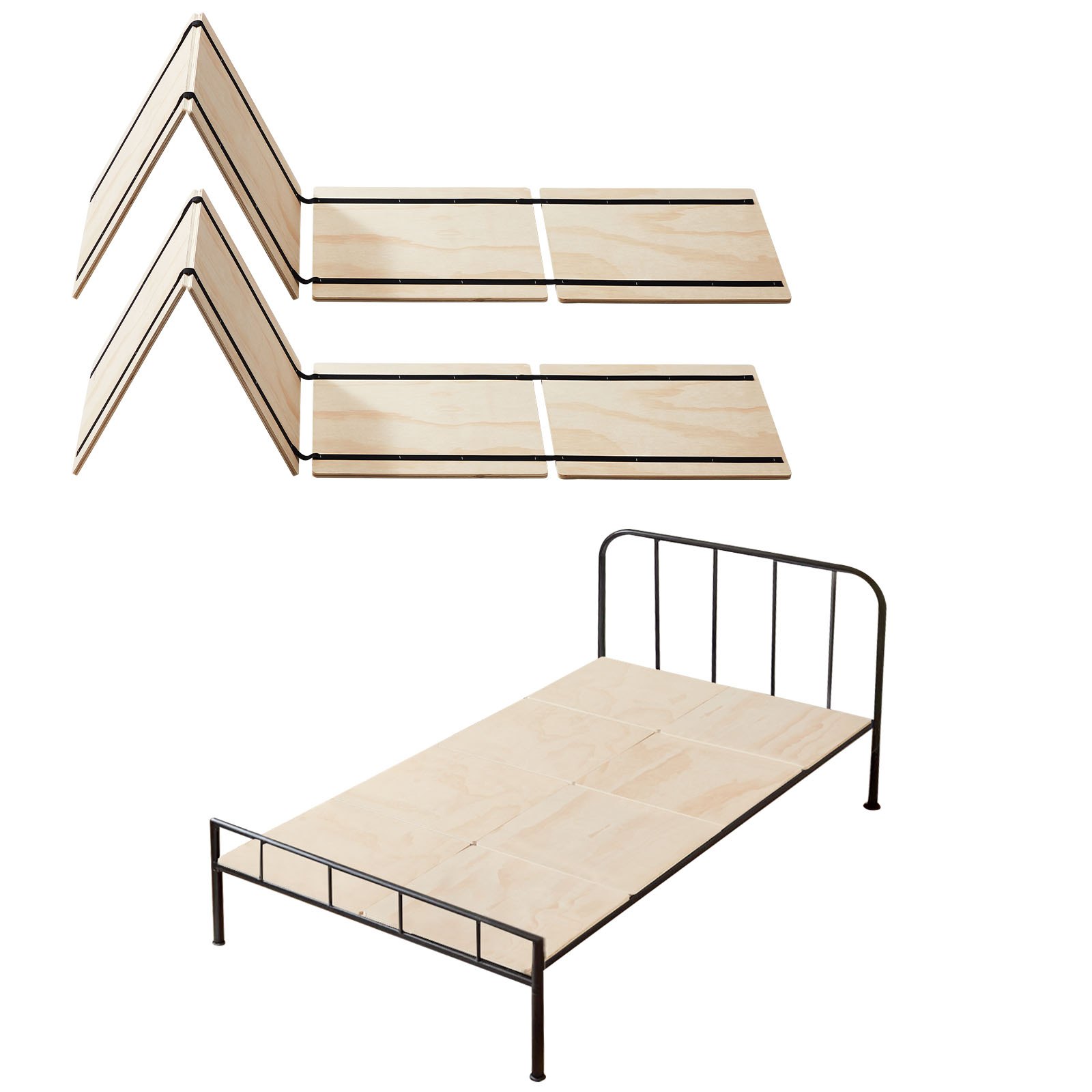 VEVOR Twin Size Bunkie Board, 10 mm Foldable Bed Board Slats with Connection, Wooden Mattress Support for Twin Size Bed, Support under Mattress Boards, Ready to Use, 8 Piece, Burlywood