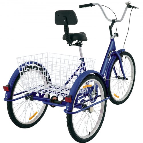 VEVOR Tricycle Adult 24’’ Wheels Adult Tricycle 1-Speed 3 Wheel Bikes For Adults Three Wheel Bike For Adults Adult Trike Adult Folding Tricycle Foldable Adult Tricycle 3 Wheel Bike Trike For Adults