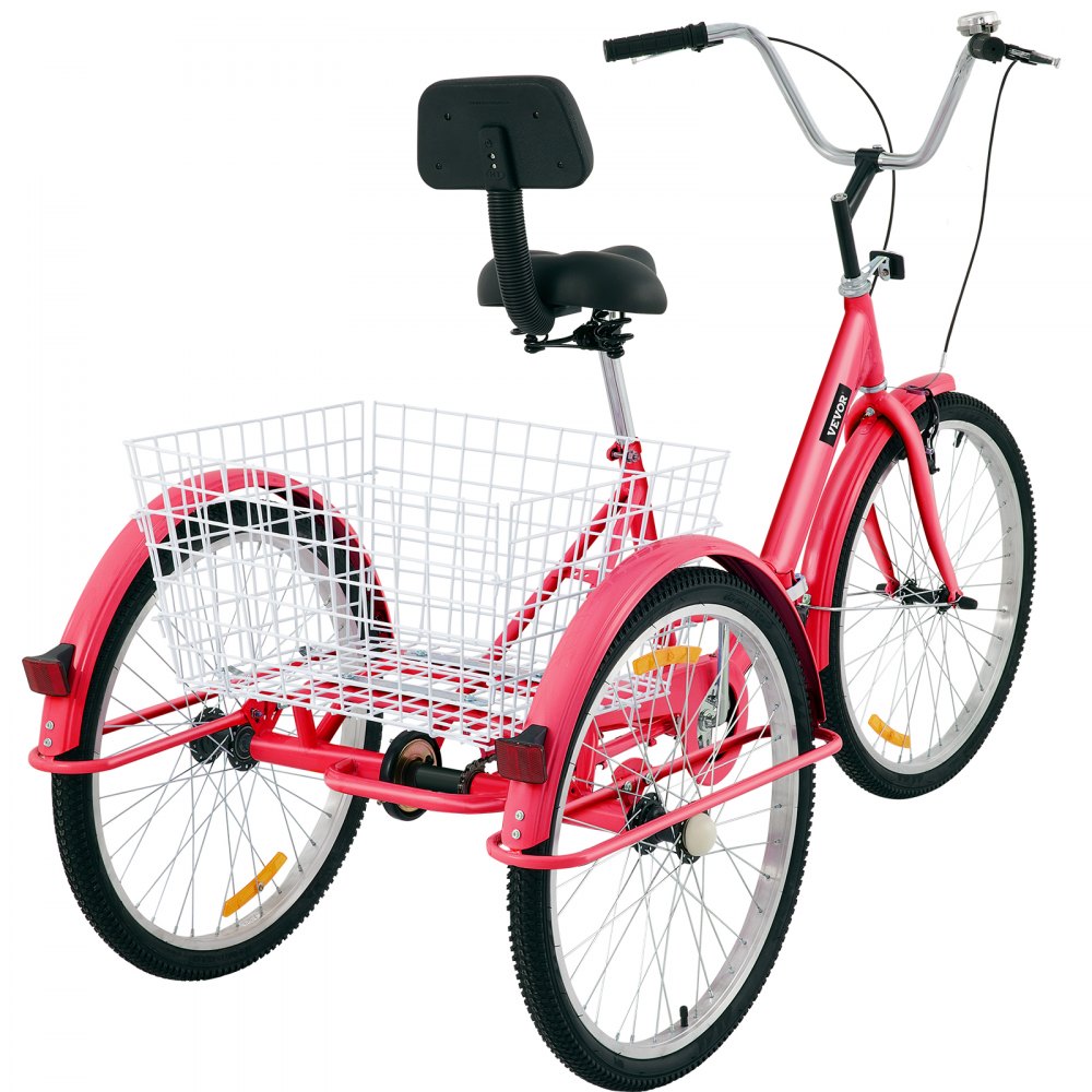 Foldable Tricycle Adult 24'' Wheels Adult Tricycle 1-Speed 3 Wheel Bikes For Adults