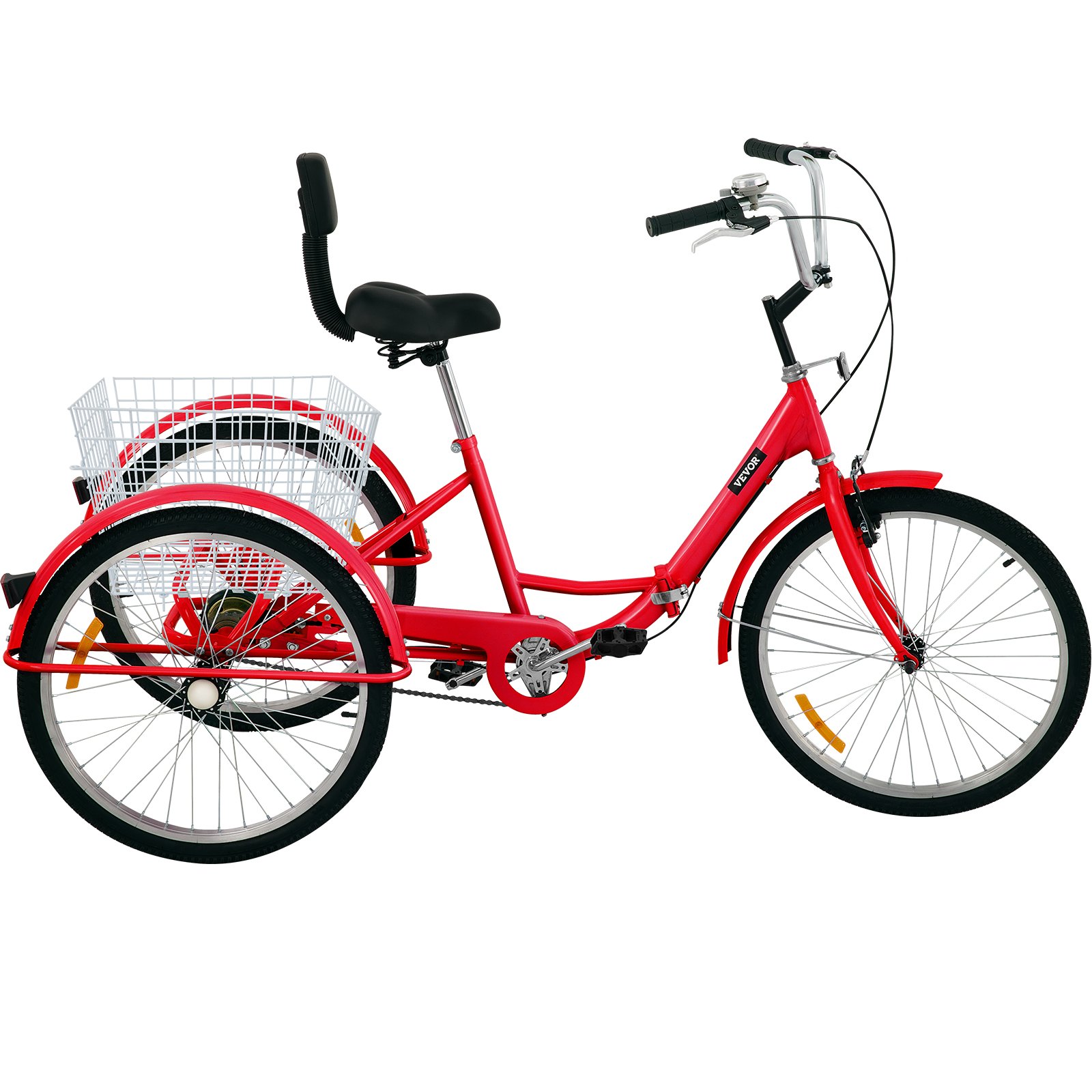 Foldable Tricycle Adult 24'' Wheels Adult Tricycle 1-Speed 3 Wheel Bikes For Adults