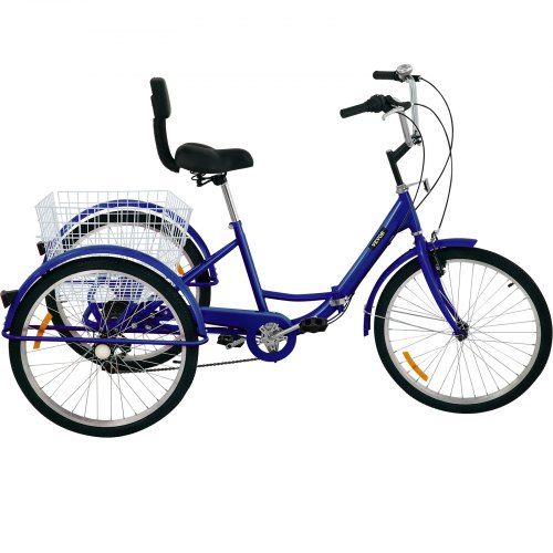 VEVOR Tricycle Adult 26’’ Wheels Adult Tricycle 7-Speed 3 Wheel Bikes For Adults Three Wheel Bike For Adults Adult Trike Adult Folding Tricycle Foldable Adult Tricycle 3 Wheel Bike Trike For Adults
