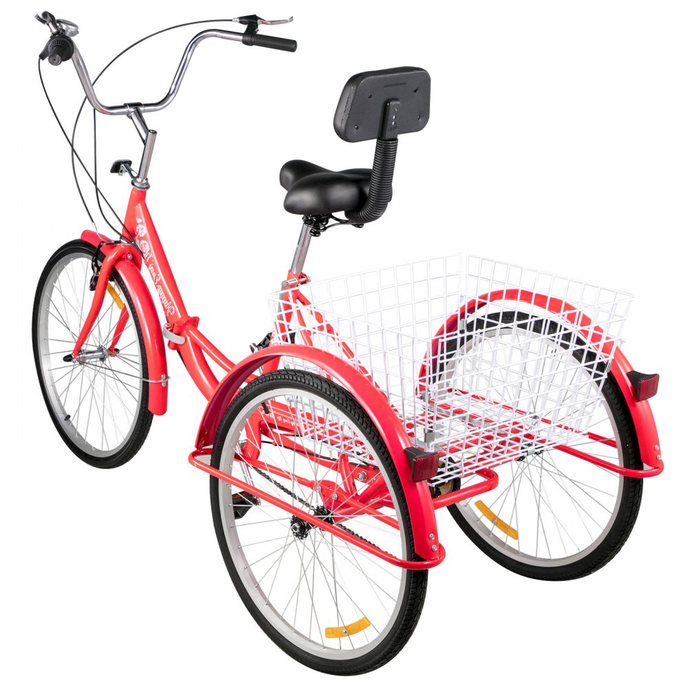 Foldable Tricycle Adult 26'' Wheels Adult Tricycle 1-Speed 3 Wheel Bikes For Adults
