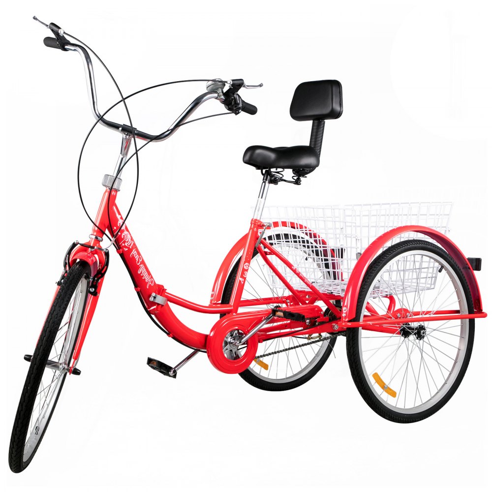 Foldable Tricycle Adult 26'' Wheels Adult Tricycle 1-Speed 3 Wheel Bikes For Adults
