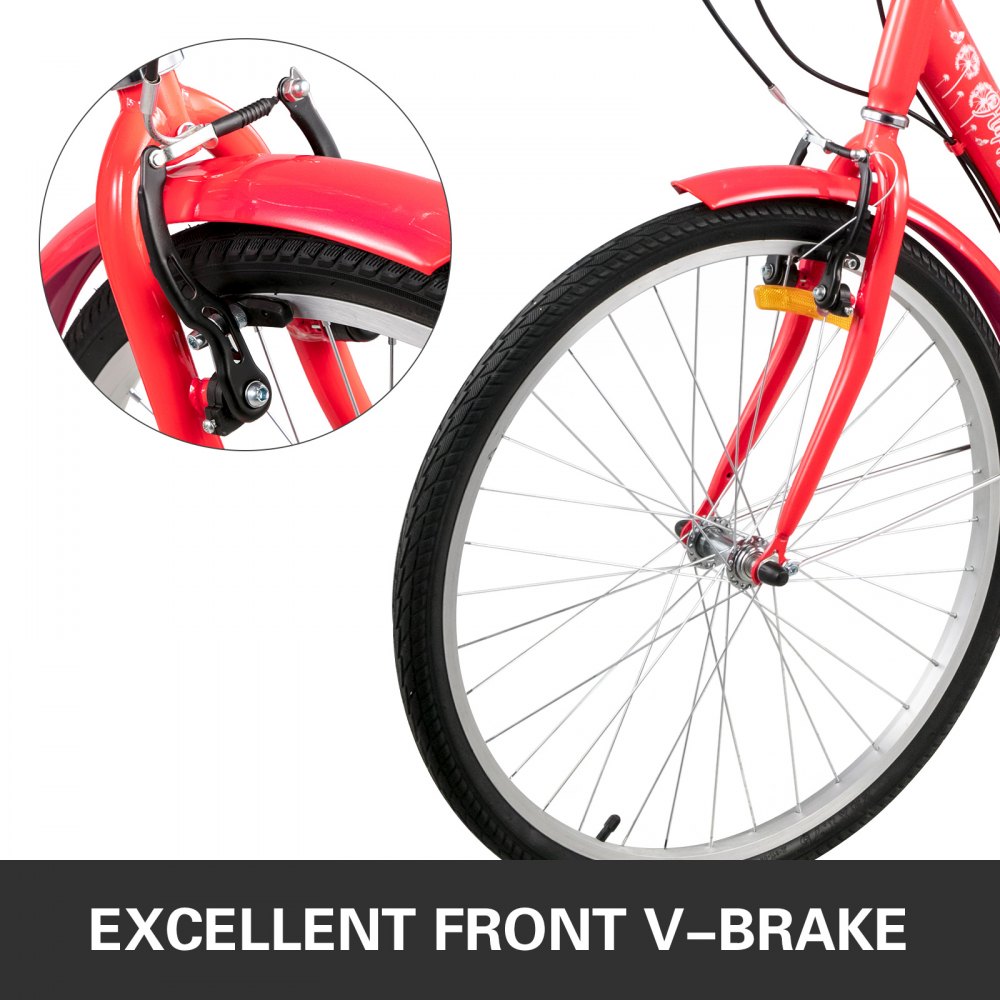 Foldable Tricycle Adult 26'' Wheels Adult Tricycle 1-Speed 3 Wheel Bikes For Adults