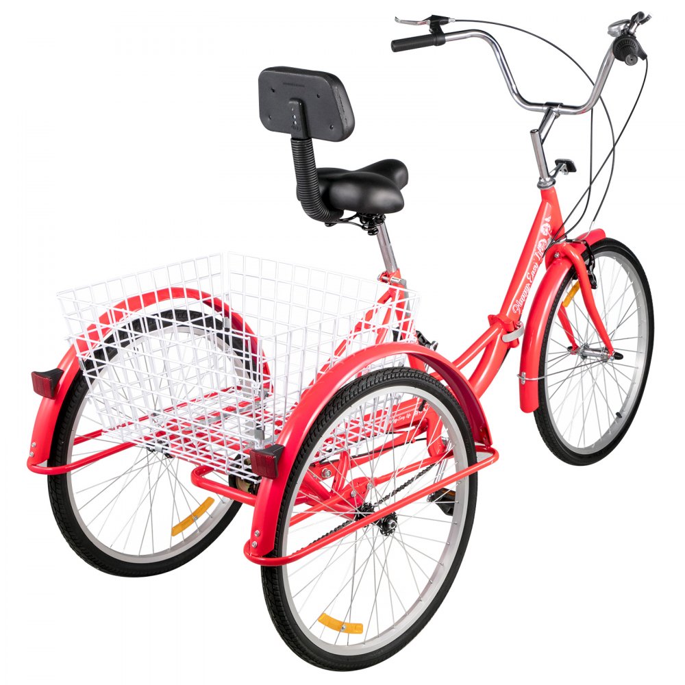 Foldable Tricycle Adult 26'' Wheels Adult Tricycle 1-Speed 3 Wheel Bikes For Adults