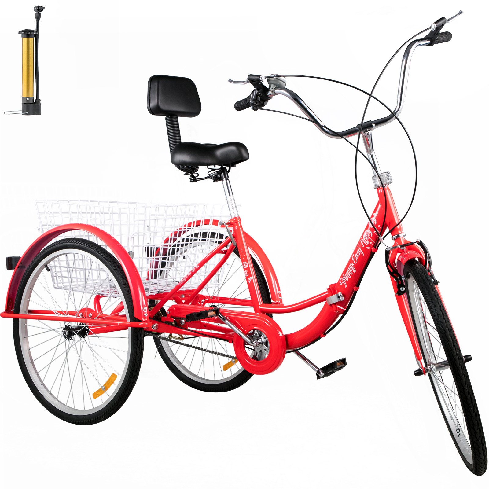 Foldable Tricycle Adult 26'' Wheels Adult Tricycle 1-Speed 3 Wheel Bikes For Adults