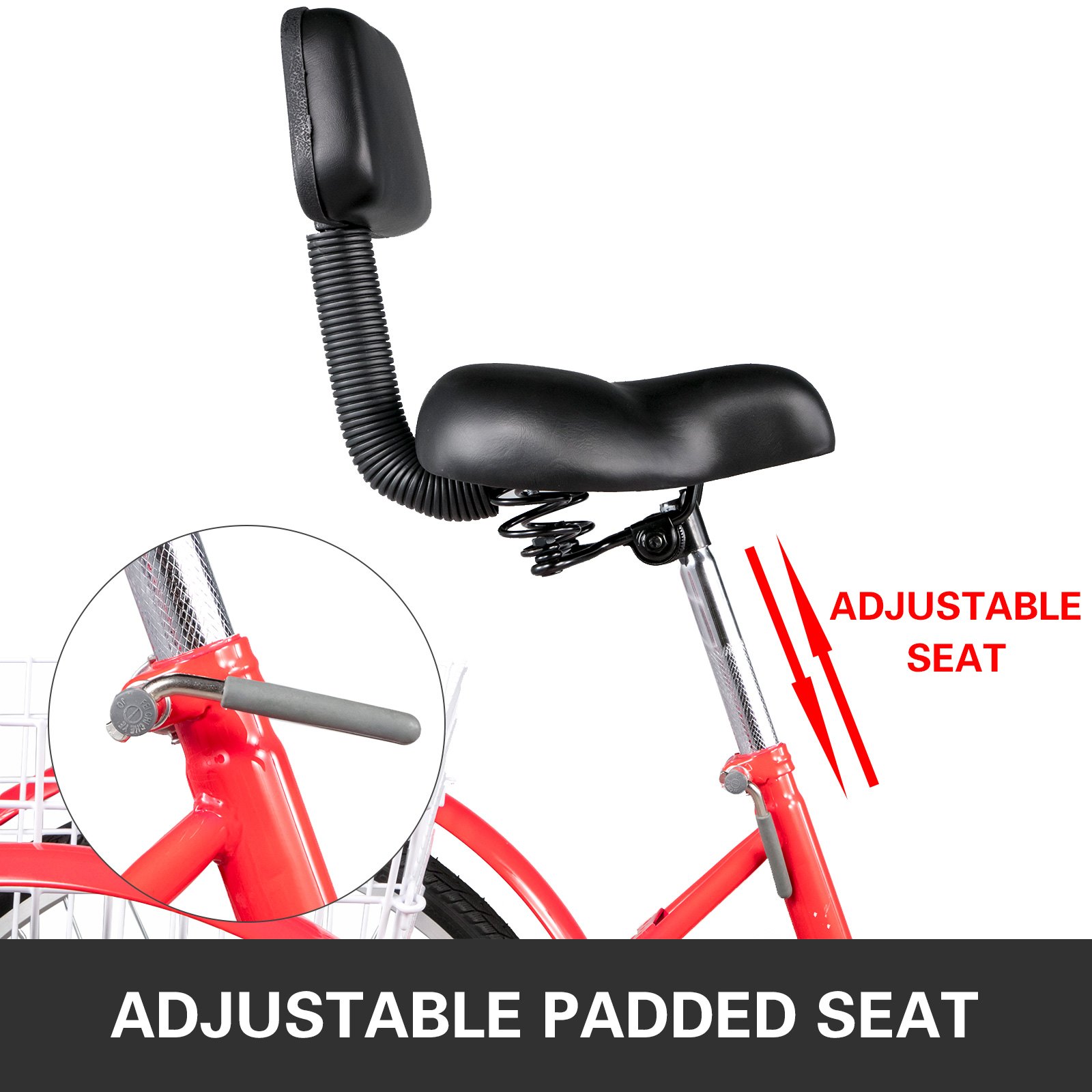 Foldable Tricycle Adult 26'' Wheels Adult Tricycle 1-Speed 3 Wheel Bikes For Adults