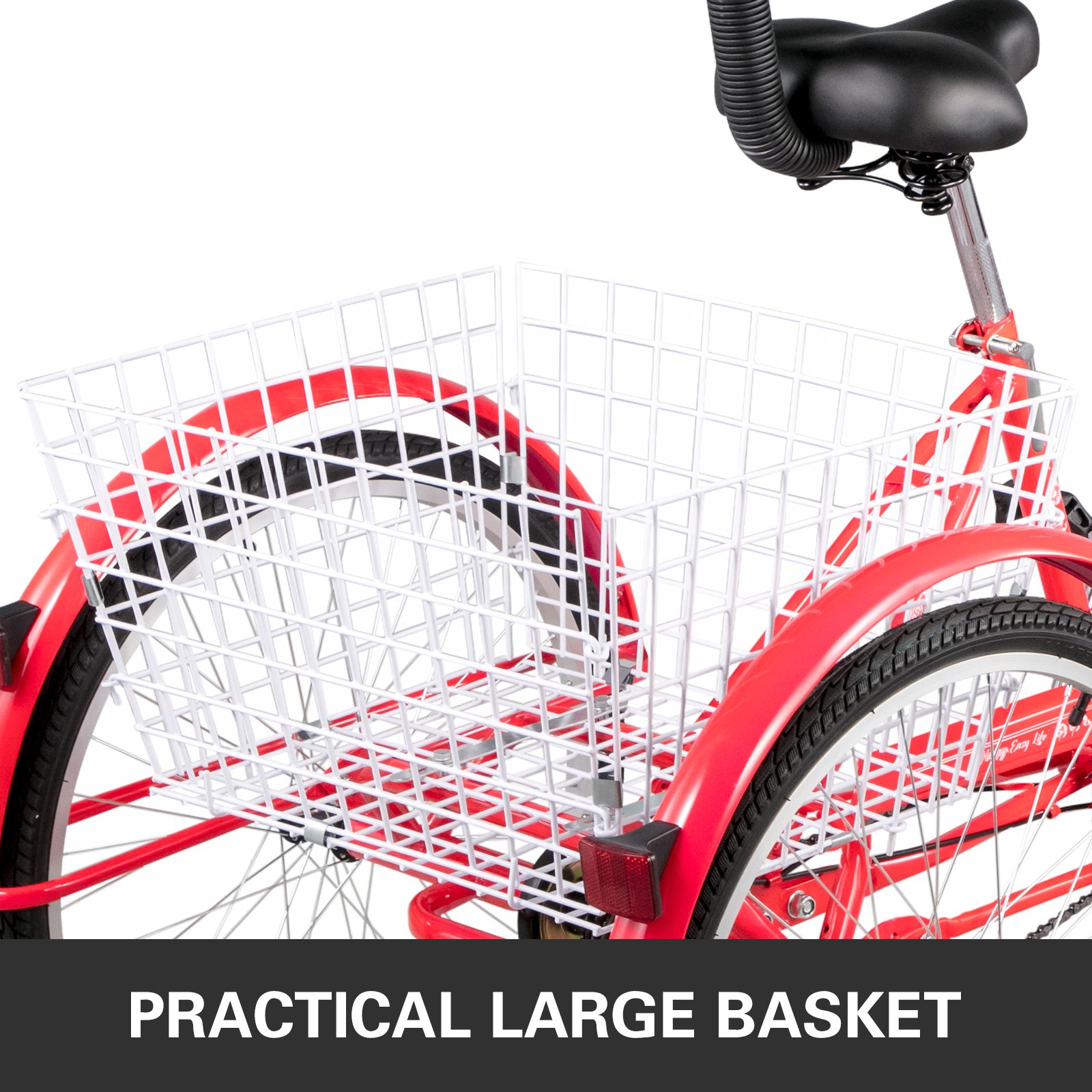 Foldable Tricycle Adult 26'' Wheels Adult Tricycle 1-Speed 3 Wheel Bikes For Adults