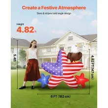 VEVOR Patriotic Inflatable Decoration 4.82 ft 4th of July Inflatables Decoration
