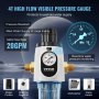 VEVOR spin down filter with high flow pressure gauge, 20gpm, monitors real-time water pressure for household.