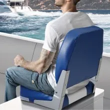VEVOR Boat Seat, 18.9" Low Back Boat Seat, Folding Boat Chair with Thickened Sponge Padding and Hinge, Fold-Down Boat Captain Chair for Fishing Boat, Sightseeing Boat, Speedboat, Canoe, 1-Piece