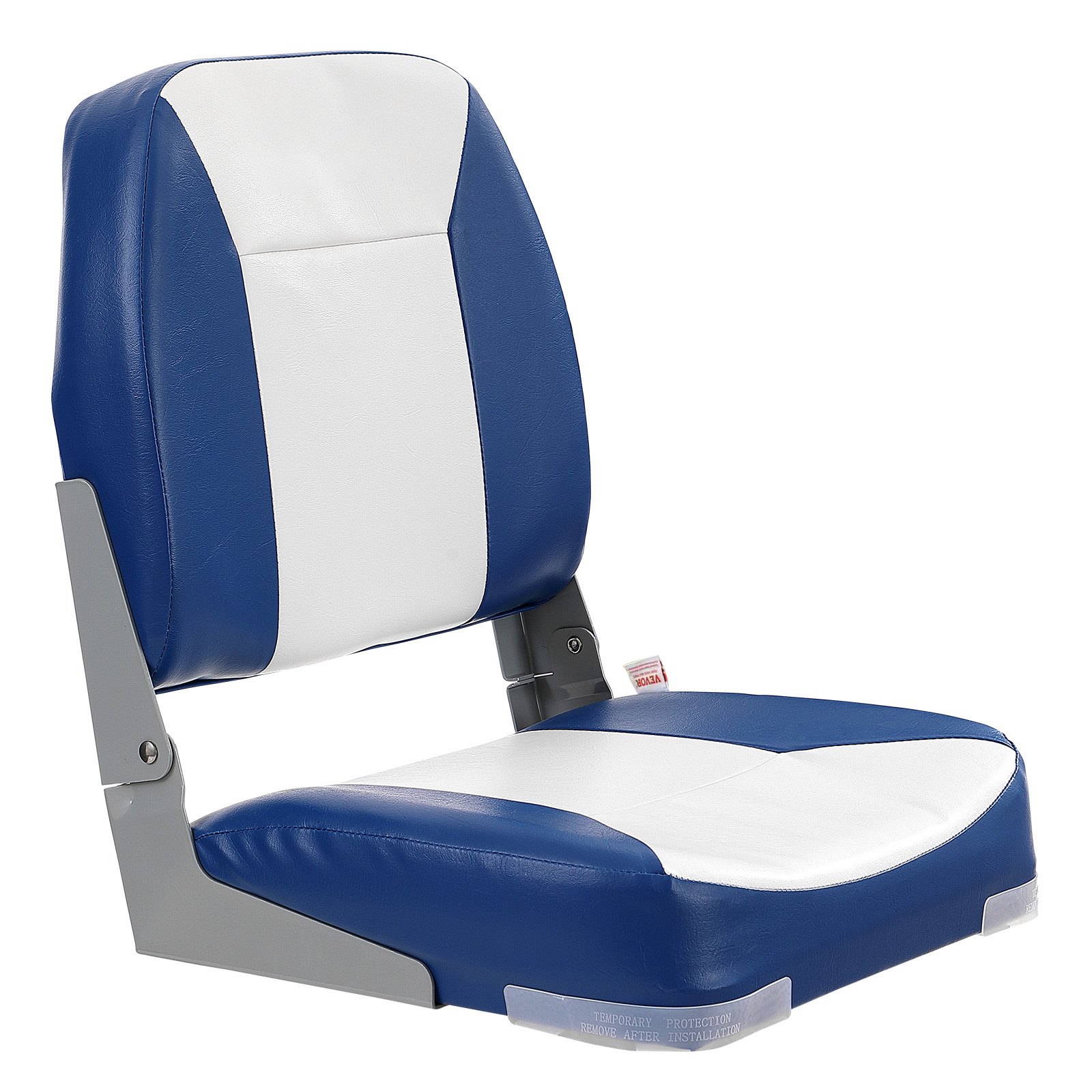VEVOR Boat Seat, 480 mm Low Back Boat Seat, Folding Boat Chair with Thickened Sponge Padding and Hinge, Fold-Down Boat Captain Chair for Fishing Boat, Sightseeing Boat, Speedboat, Canoe, 1-Piece