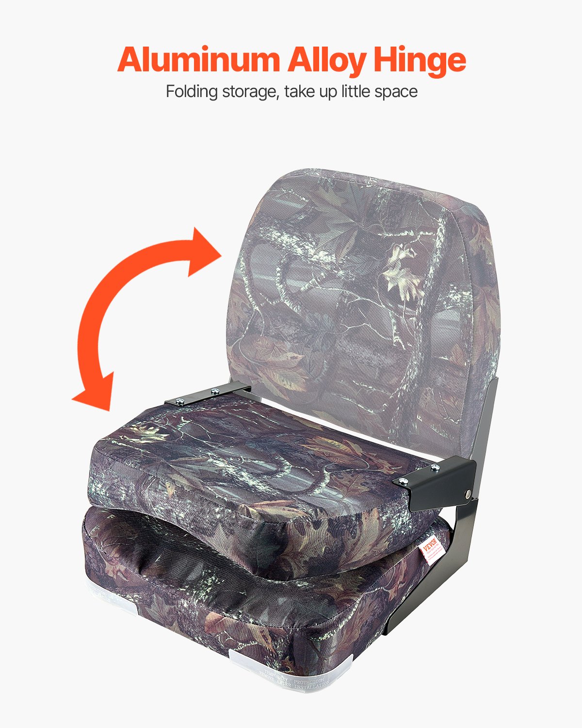 VEVOR Boat Seat, Low Backrest, Folding Fishing Boat Seat with Thickened Sponge Cushion & PU Polyester Fabric, Strong PP Frame, Flip Up Boat Seat for Boats, Yachts, Ships, Camouflage Color (2 Seats)