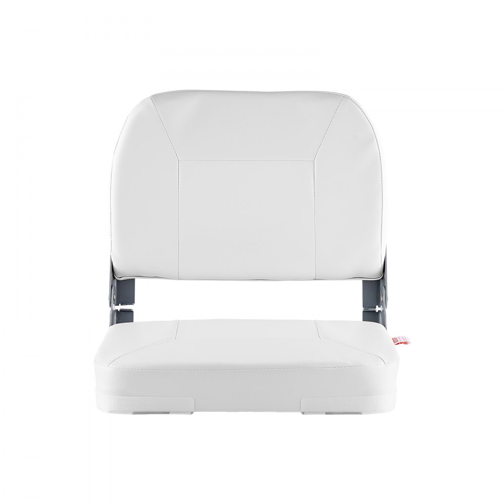 VEVOR Boat Seat, Low Backrest, Folding Fishing Boat Seat with Thickened Sponge Cushion & Waterproof PVC Leather, Aluminum Alloy Hinges, Flip Up Boat Seat for Fishing Boats, Yachts, Ships, White