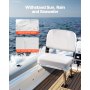VEVOR Boat Seat Low Backrest Folding Fishing Boat Seat Sponge Cushion White