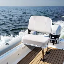 VEVOR Boat Seat Low Backrest Folding Fishing Boat Seat Sponge Cushion White