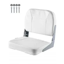 VEVOR Boat Seat Low Backrest Folding Fishing Boat Seat Sponge Cushion White