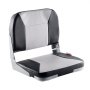 VEVOR Boat Seat, Low Backrest, Folding Fishing Boat Seat with Thickened Sponge Cushion & Waterproof PVC Leather, Aluminum Alloy Hinges, Flip Up Boat Seat for Fishing Boats, Yachts, Ships, Black & Grey