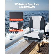 VEVOR Boat Seat Low Backrest Flip Up Boat Seat Sponge Cushion Black & Grey