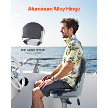 VEVOR Boat Seat Low Backrest Flip Up Boat Seat Sponge Cushion Black & Grey