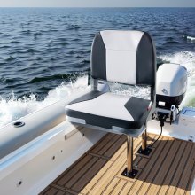 VEVOR Boat Seat Low Backrest Flip Up Boat Seat Sponge Cushion Black & Grey