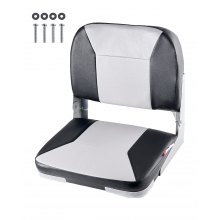 VEVOR Boat Seat Low Backrest Flip Up Boat Seat Sponge Cushion Black & Grey