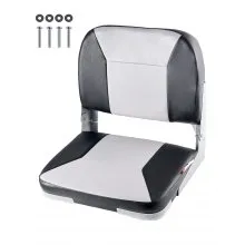 VEVOR Boat Seat Low Backrest Flip Up Boat Seat Sponge Cushion Black & Grey