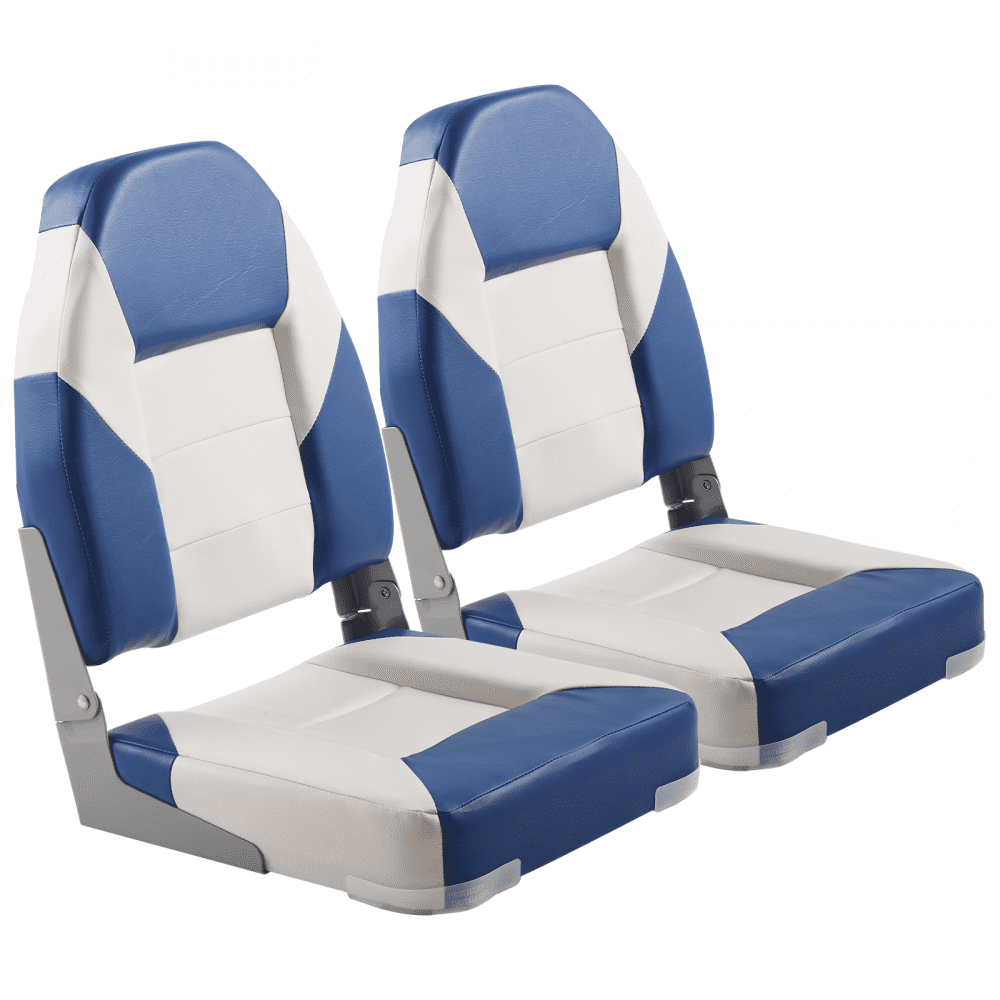 VEVOR Boat Seats, 21.85" High Back Boat Seat, Folding Boat Chair with Thickened Sponge Padding and Hinge, Fold-Down Boat Captain Chairs for Fishing Boat, Sightseeing Boat, Speedboat, Canoe, 2-Pack