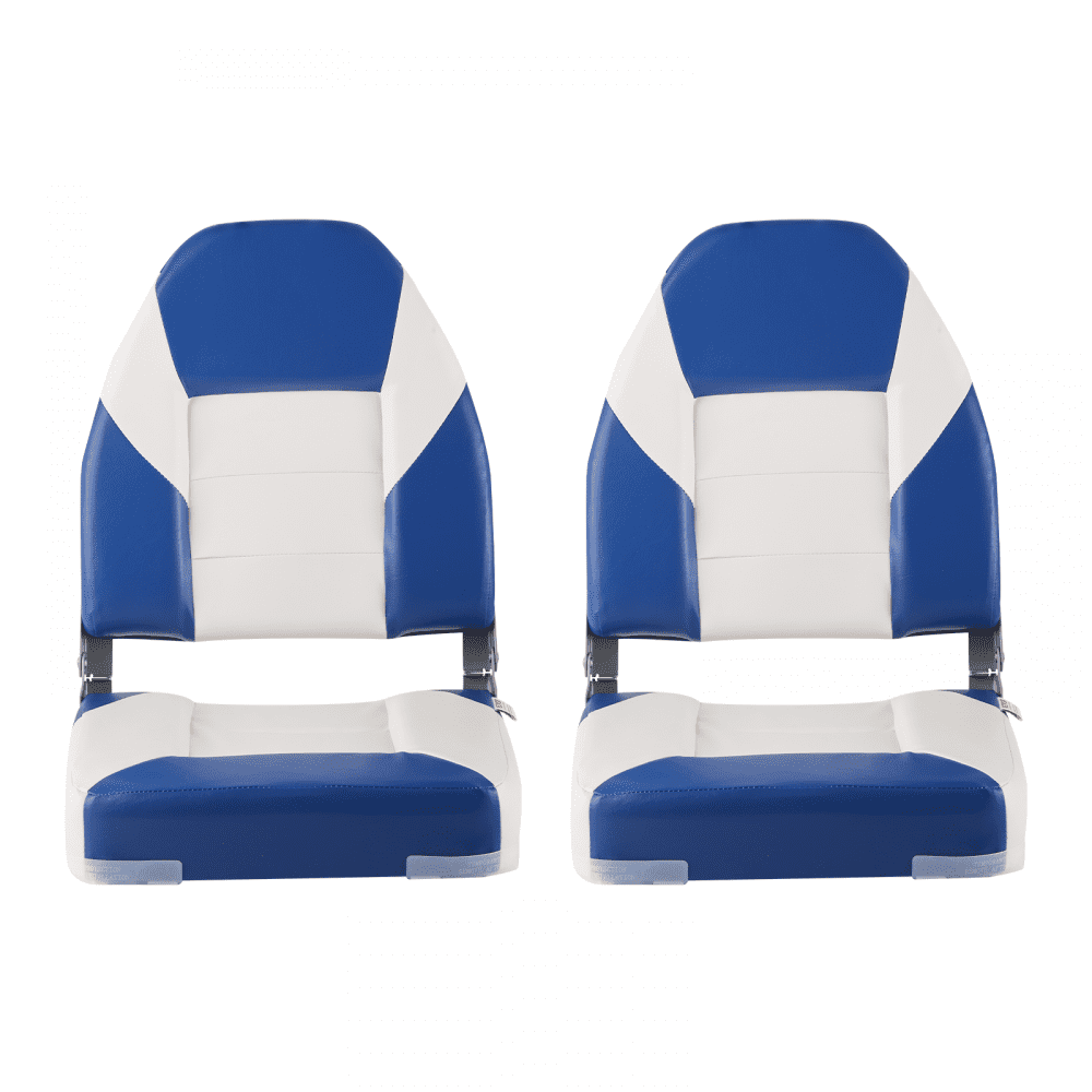 VEVOR Boat Seats, 21.85" High Back Boat Seat, Folding Boat Chair with Thickened Sponge Padding and Hinge, Fold-Down Boat Captain Chairs for Fishing Boat, Sightseeing Boat, Speedboat, Canoe, 2-Pack