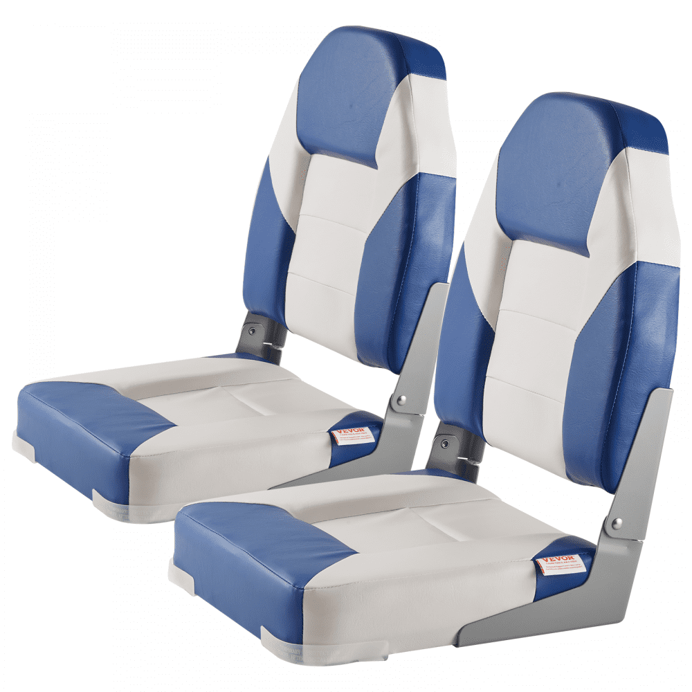 VEVOR Boat Seats, 21.85" High Back Boat Seat, Folding Boat Chair with Thickened Sponge Padding and Hinge, Fold-Down Boat Captain Chairs for Fishing Boat, Sightseeing Boat, Speedboat, Canoe, 2-Pack